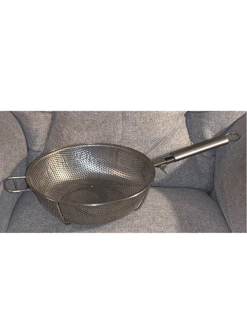 Stainless Steel Footed Basin Colander w/ Detachable Handle for Deep Frying, etc.